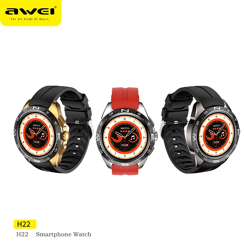 Awei-H22 Smartwatch pour hommes et femmes, montre intelligente étanche IP68, surveillance de la fréquence cardiaque et de la pression artérielle, appel Bluetooth, nouveau