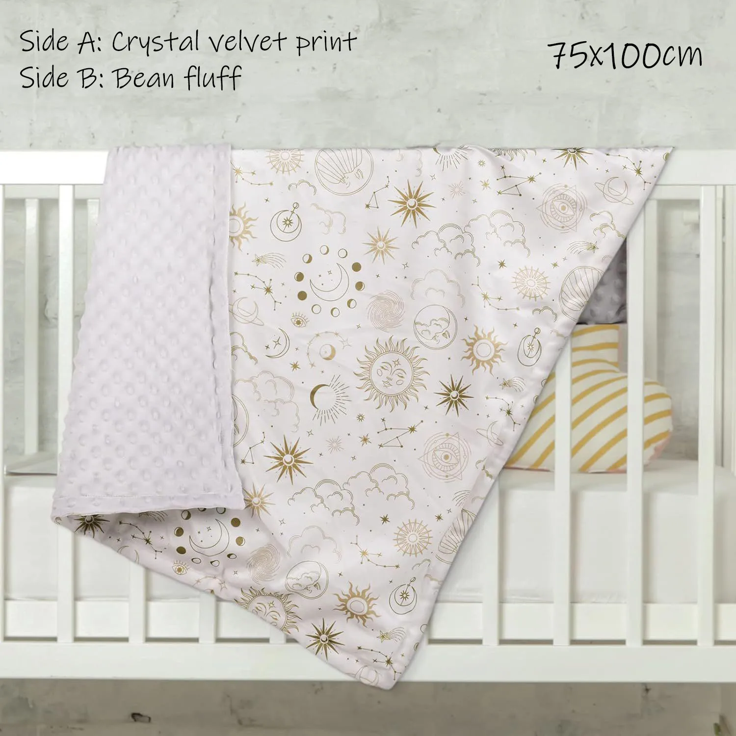 

Детское одеяло 75x100 см, мягкое дышащее бархатное одеяло с принтом фасоли, моющееся удобное одеяло для новорожденных для мальчиков и девочек