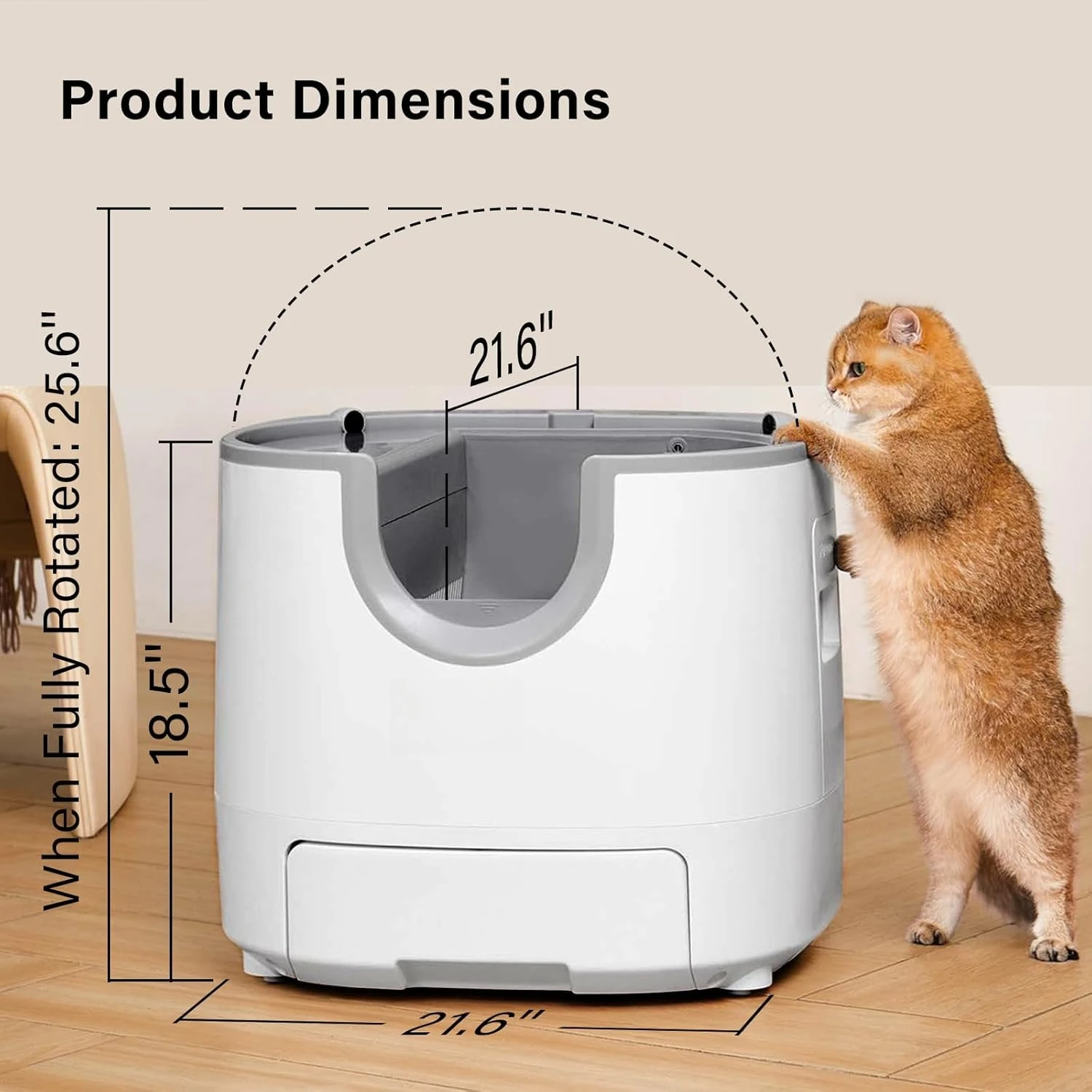 Open-Top Automatic Self-Cleaning Cat Litter Box Multi Safety Sensors Large Capacity with Trash Bags, Customized