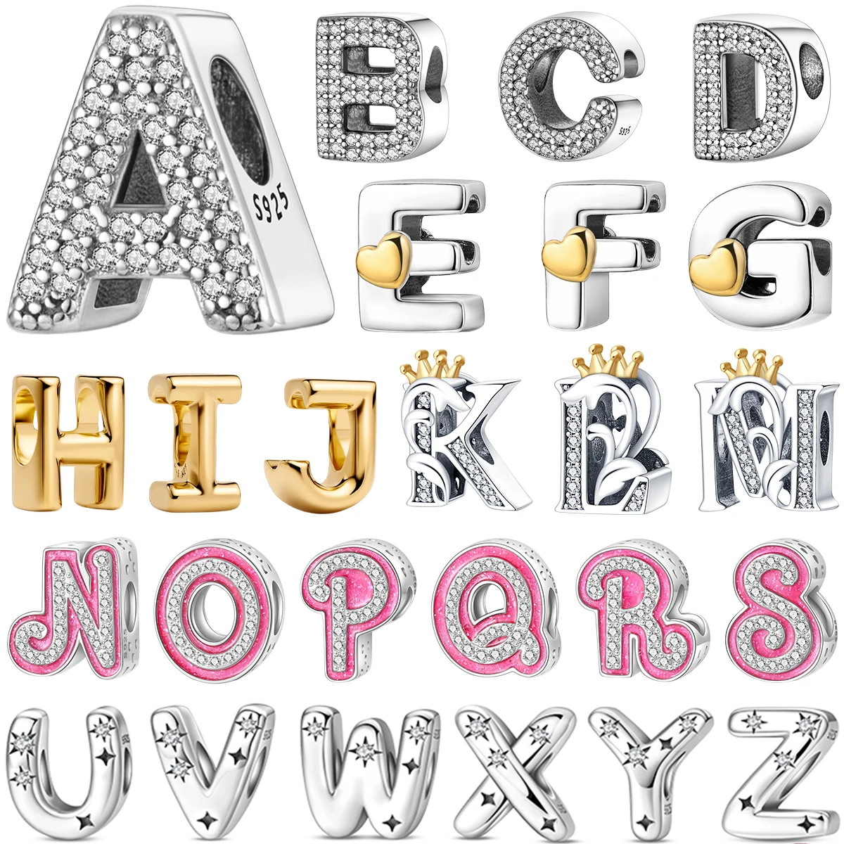 Breloques en perles de l'alphabet A-Z, adaptées aux Bracelets originaux en argent Sterling 925, breloque 26 lettres pour femmes et filles, bricolage, bijoux fins, cadeau