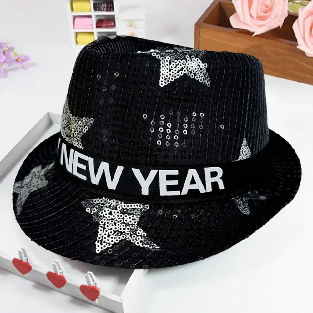 1pcs Jazz Hat Glitter SequinsRole Play Prop Performance Costume Women Men Shiny Beading Hats Dance Show Party Hip Hop Holidays