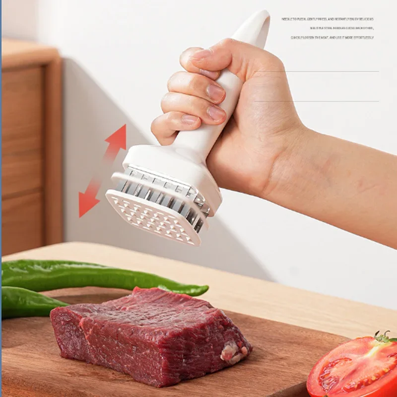 Meat Tenderizer Stainless Steel Meat Looser 24 Needle Automatic Spring Meat Hammer Rib Breaking Perforator Kitchen Gadgets