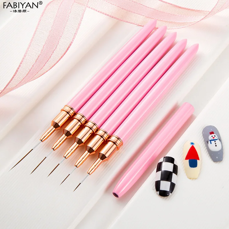 7/9/11/15/20mm Nail Art Liner Brush linee di disegno fai da te Stripe Flower Painting Pen Pink