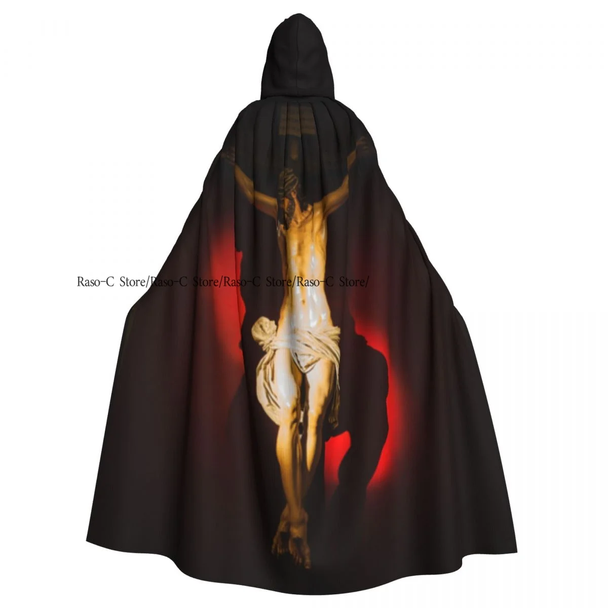 Unisex Witch Party Reversible Hooded Adult Vampires Cape Cloak Ancient Spanish Crucifix