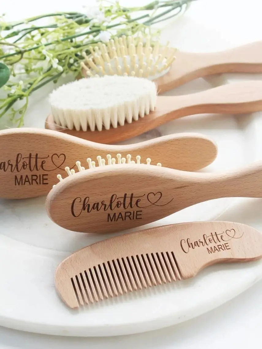 Custom Baby Gift Girls| Personalized Wooden Baby Hair Brush | Custom Baby Brush | Baby Shower Gift Girls | Baby Keepsake Gift