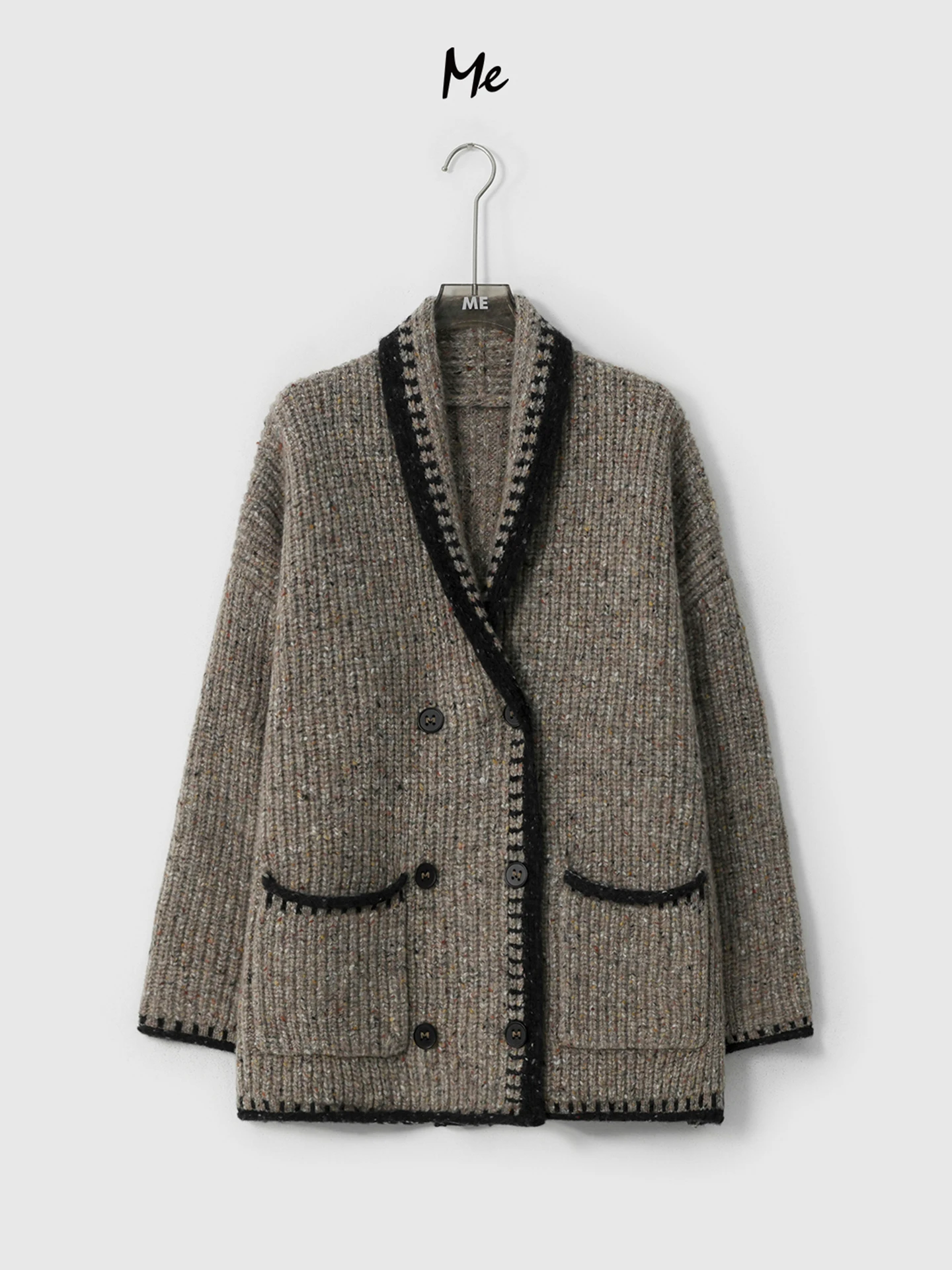 

ME 00% Woolen Tassel Texture Loose Sweater Faionable Versatile Spring Autumn Winter Knitted Collar Long Sve Sweater