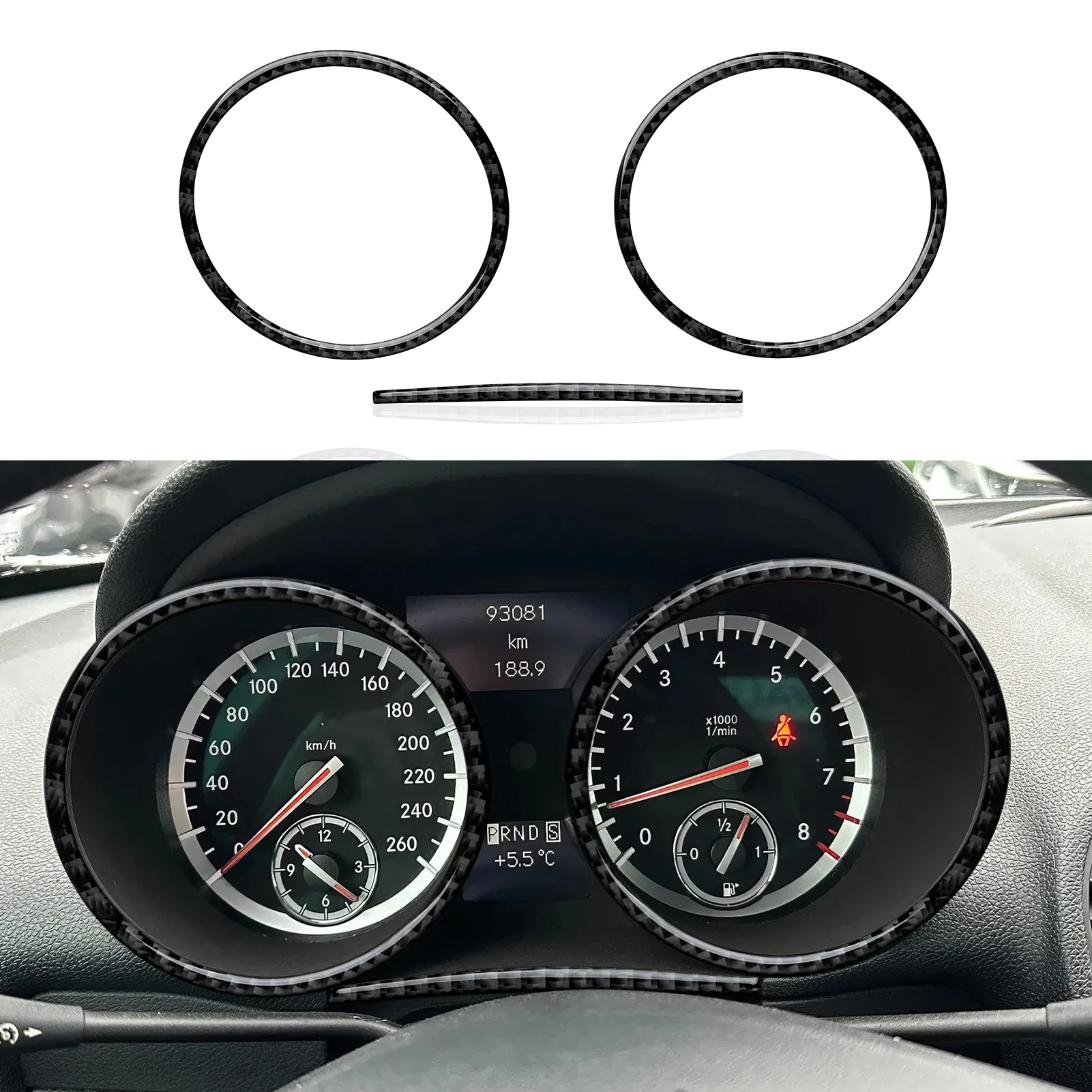 For Mercedes Benz SLK R171 (2004-2010) Trim Accessories. Carbon Fiber Interior Stickers.Car Dashboard Speed Display Panel.