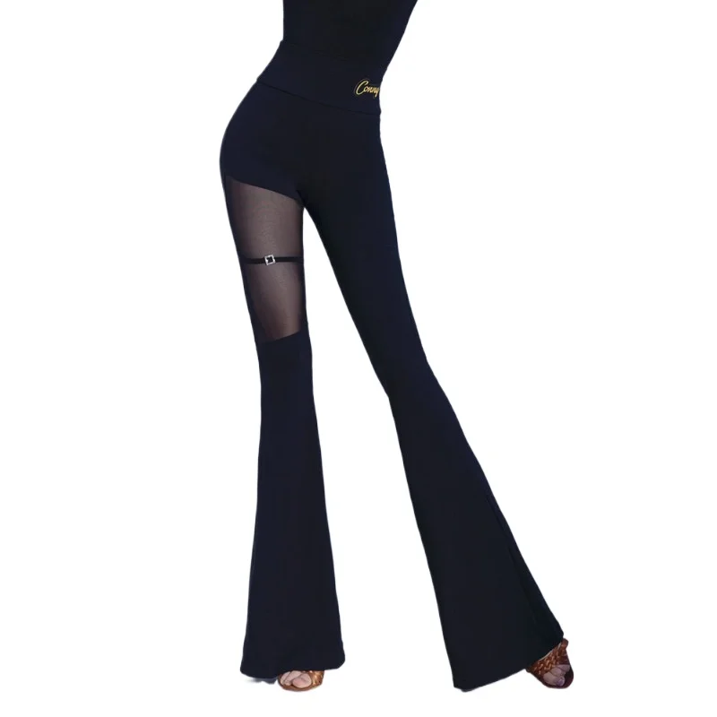 New Adult Latin Dance Costume Women's Pants, Dance Training Achievements, National Standard Modern Mesh Flared Pants