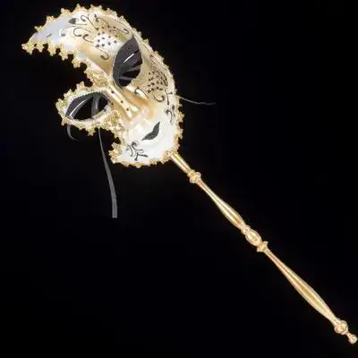 

Half Face Mask Realistic Decoration Costume Party Stick Accessories Masquerade Venetian Mask Drama Halloween Birthday Carnival