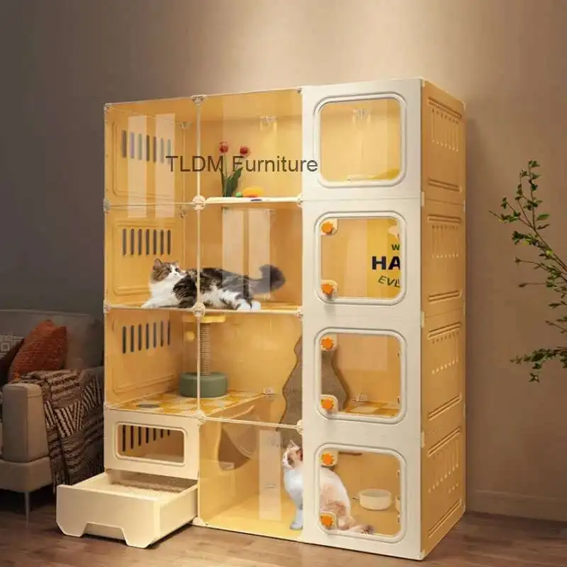 

Extra Large Free Space Cat Villa Home Indoor Transparent Cat Cages Multifunctional Outdoor Cat Cabinets with Toilet Integrated