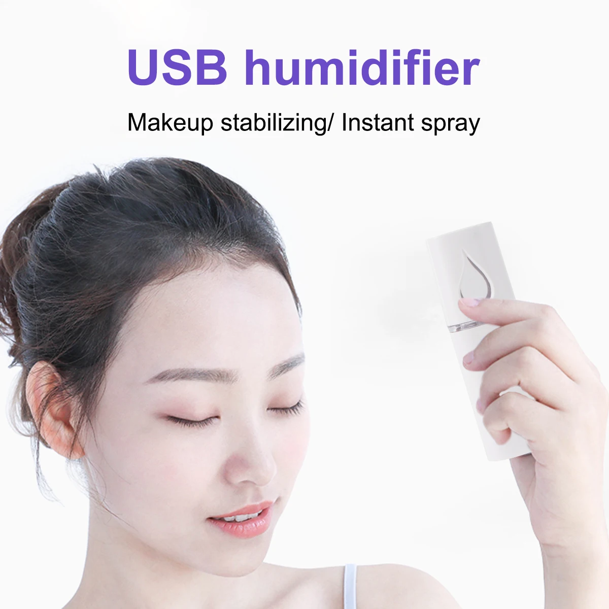

1Pcs White Portable Nano Mist Sprayer Handheld Mini Face Steamer Moisturizing Spray Device Mirror Included Mist Sprayer