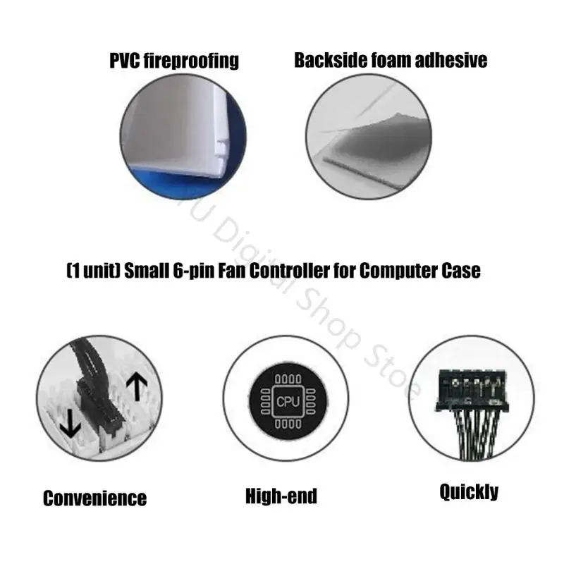 96BA High Compatibility 6Pin Connectors Fan Speed Controller Plastic Construction For Workstations