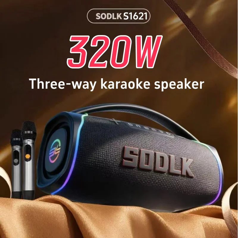 Sodlk S1621Portable Bluetooth Speaker 320W High-Power Wireless Stereo Outdoor Waterproof Portable Karaoke Party DJ Subwoofer
