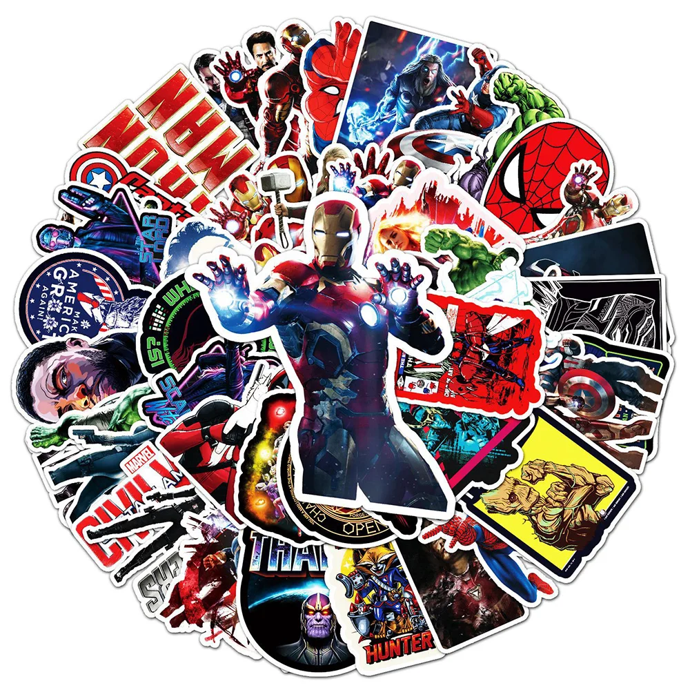 10/30/52PCS Disney Marvel The Avengers Cartoon Stickers DIY Guitar Laptop Luggage Skateboard Graffiti Decals Fun for Kid Toys