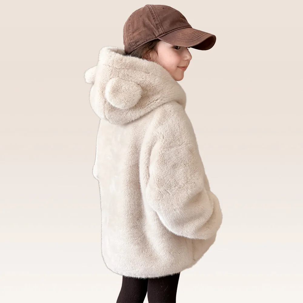 

Fur Coat Hooded Hoodie Jackets Coats Parkas Outfit Cute Fashion Casual Children Clothing Thick Warm Boys Babies Girls Winter