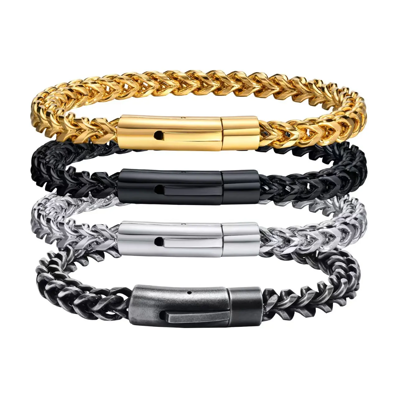 Punk Vintage 6MM Stainless Steel Wheat Curb Link Chain Bracelets for Men Male Wristband Male Jewelry Gifts