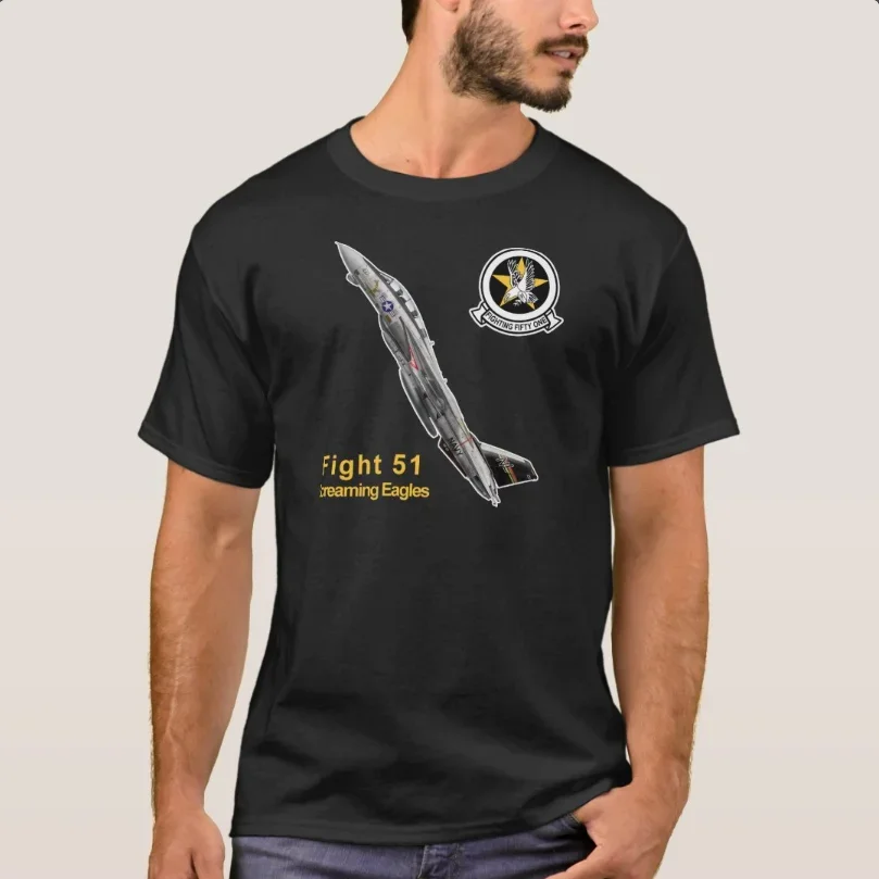 VF-51 Screaming Eagles Squadron F-14 Tomcat Fighter T-Shirt New 100% Cotton O-Neck Short Sleeve Casual Mens T-shirt Size S-3XL