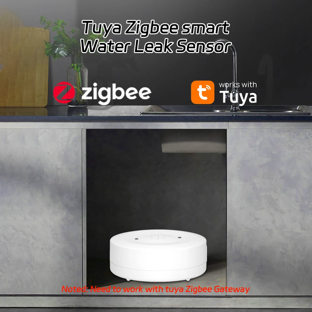 

Tuya Сигнализация утечки воды ZigBee, работающая воду, кухня, бытовой детектор затопления, детектор сигнализации, датчик погружения в воду