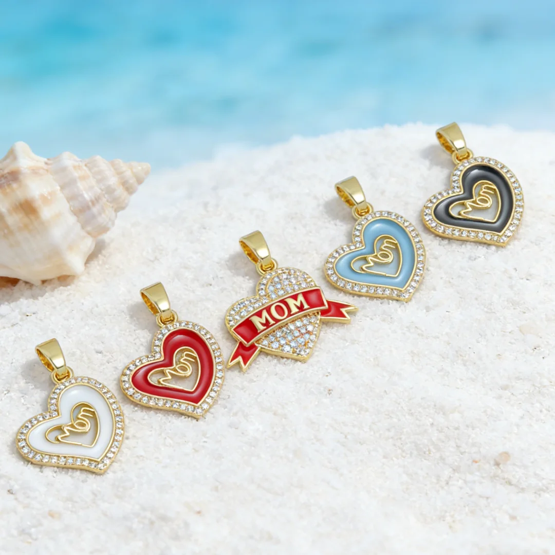 

Набор из 3 подвесок: латунные шармы в форме сердца с кубическим цирконием и эмалью для мам, для изготовления ювелирных изделий своими руками, ожерелий, браслетов, аксессуаров для рукоделия