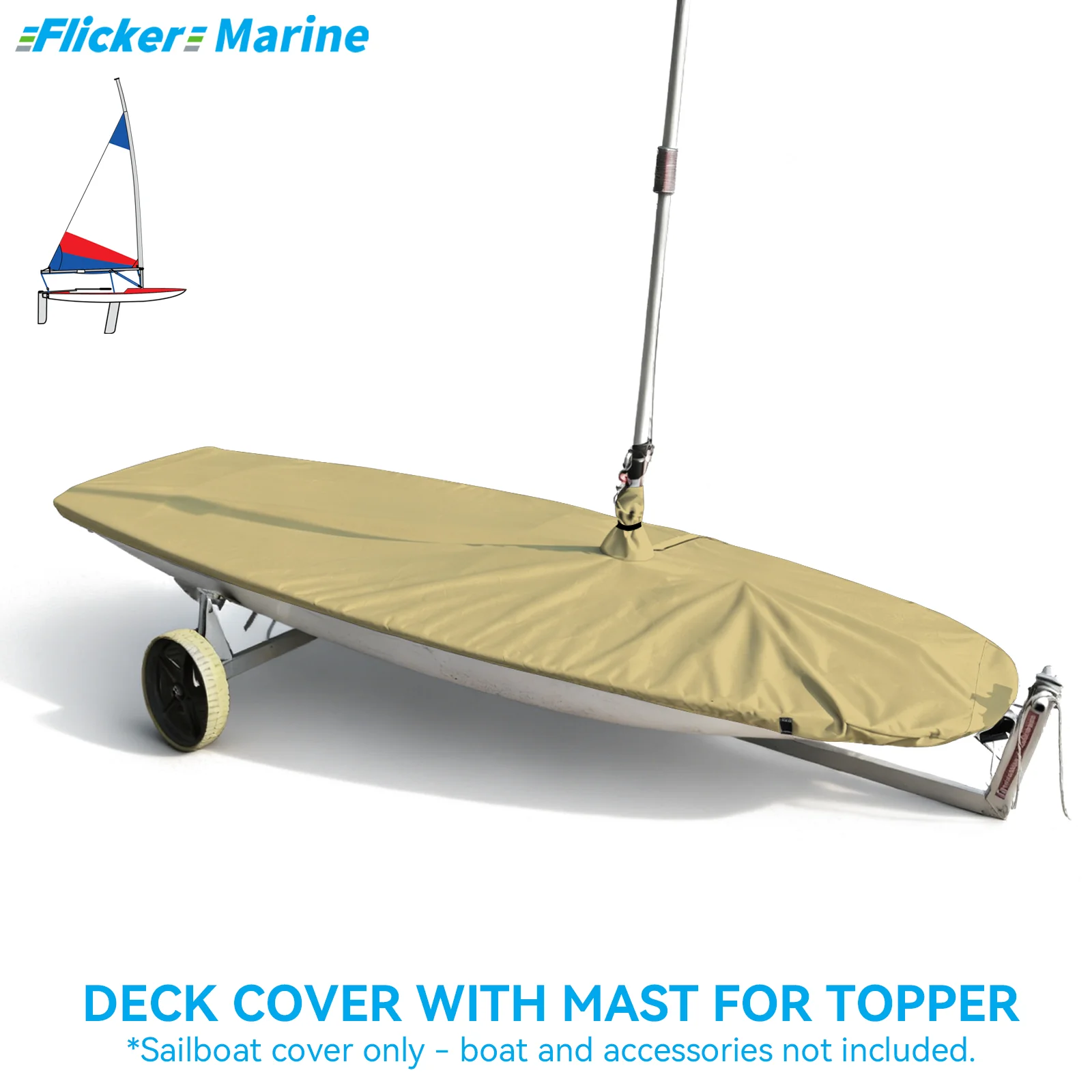

Boat Cover Compatible with Topper Dinghy | 340×120cm Khaki Waterproof UV-Resistant Polyester Cover