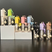 50Pcs New 6ml Colorful Empty Round Big Brush Lip Gloss Container Tubes Cosmetic Packaging With Cute Butterfly Bow Keychain