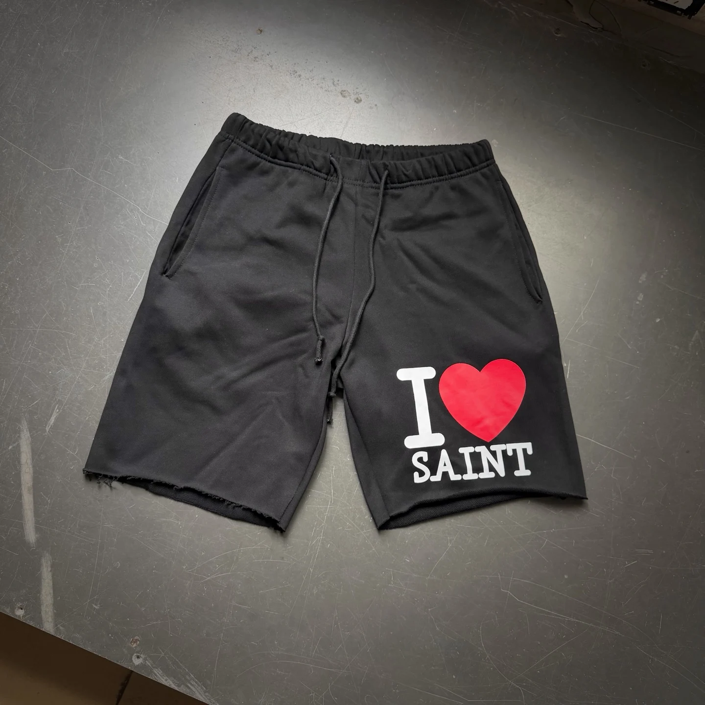 I LOVE SAINT Red Heart Breeches Drawstring Shorts Men Women Jogger pants