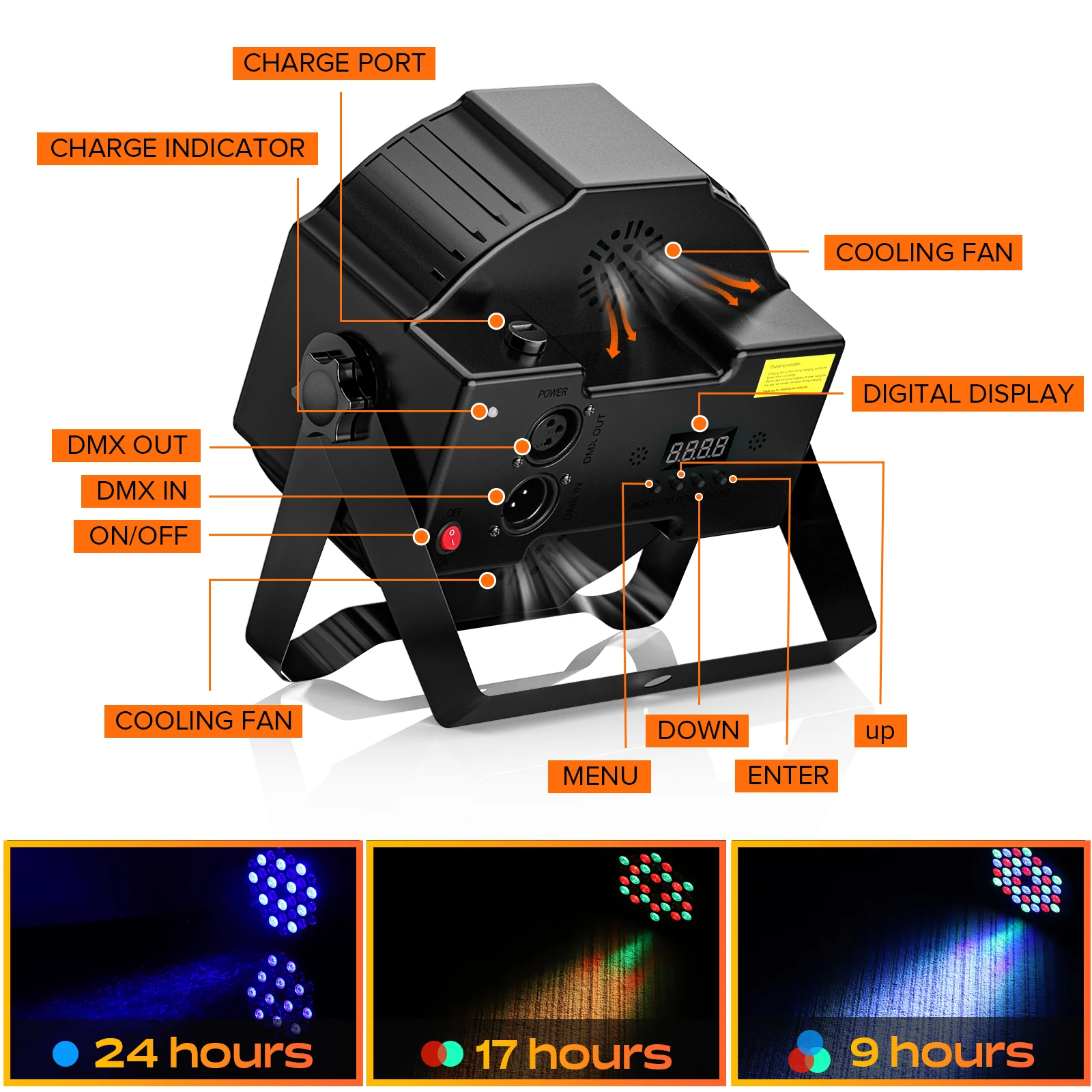 U\'king 4 teile/satz 36 LED wiederauf ladbare Bühne Par Lichter eingebaute Batterie mit Fernbedienung & elektrische Anzeige dmx für Nachtclub DJ