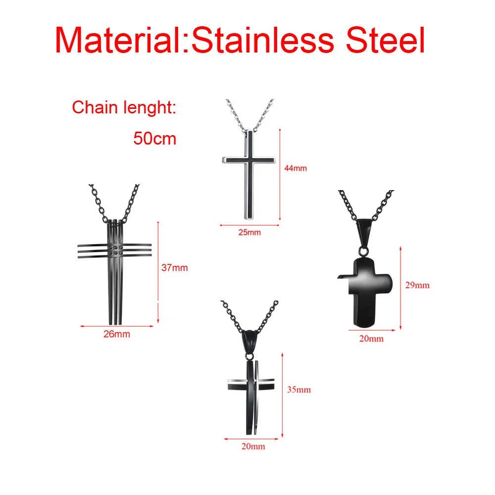 Stainless Steel Black Cross Pendant Necklace Religious Holy Lord Necklace Jewelry Gift For Unisex Dropshipping