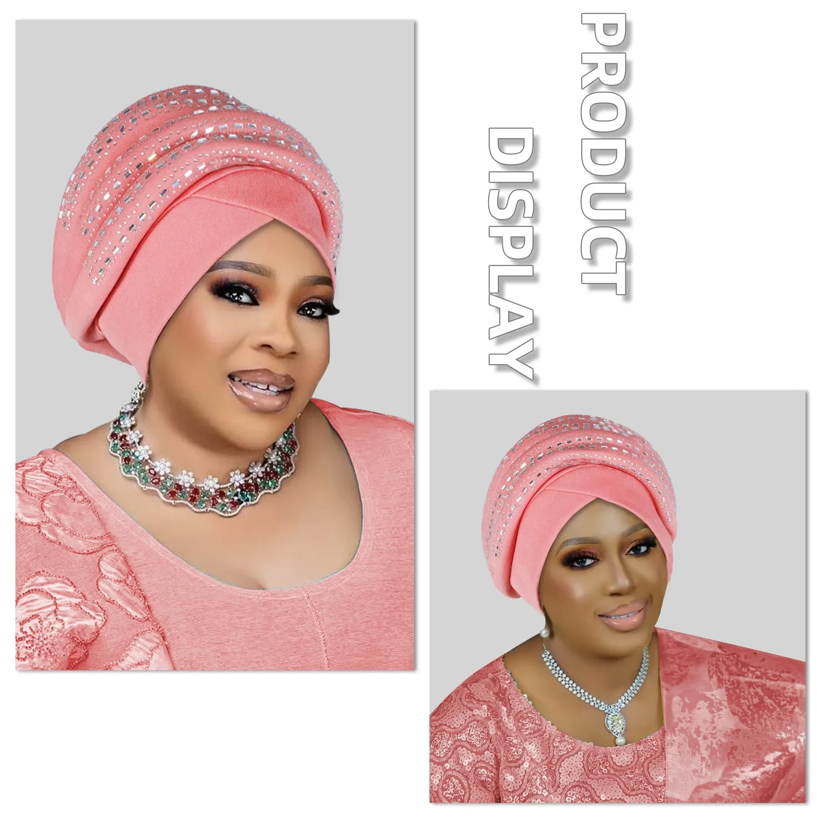 الماس قبعة عمامة لسيدة المرأة الأفريقية حك بونيه نيجيريا السيارات Gele ربطة الرأس مسلم الحجاب بونيه قبعة Turbante Mujer