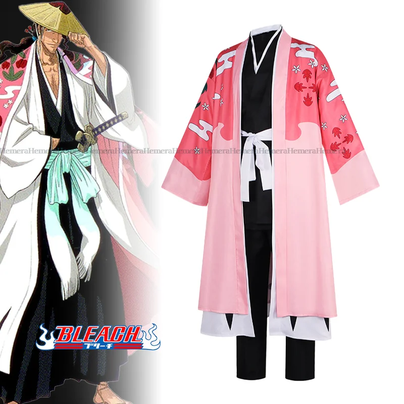 Anime Bleach Cos Thousand Year Blood War Arc Captain Kyoraku Shunsui Cosplay Costume Men Kimono Costume Halloween Roleplay Suit