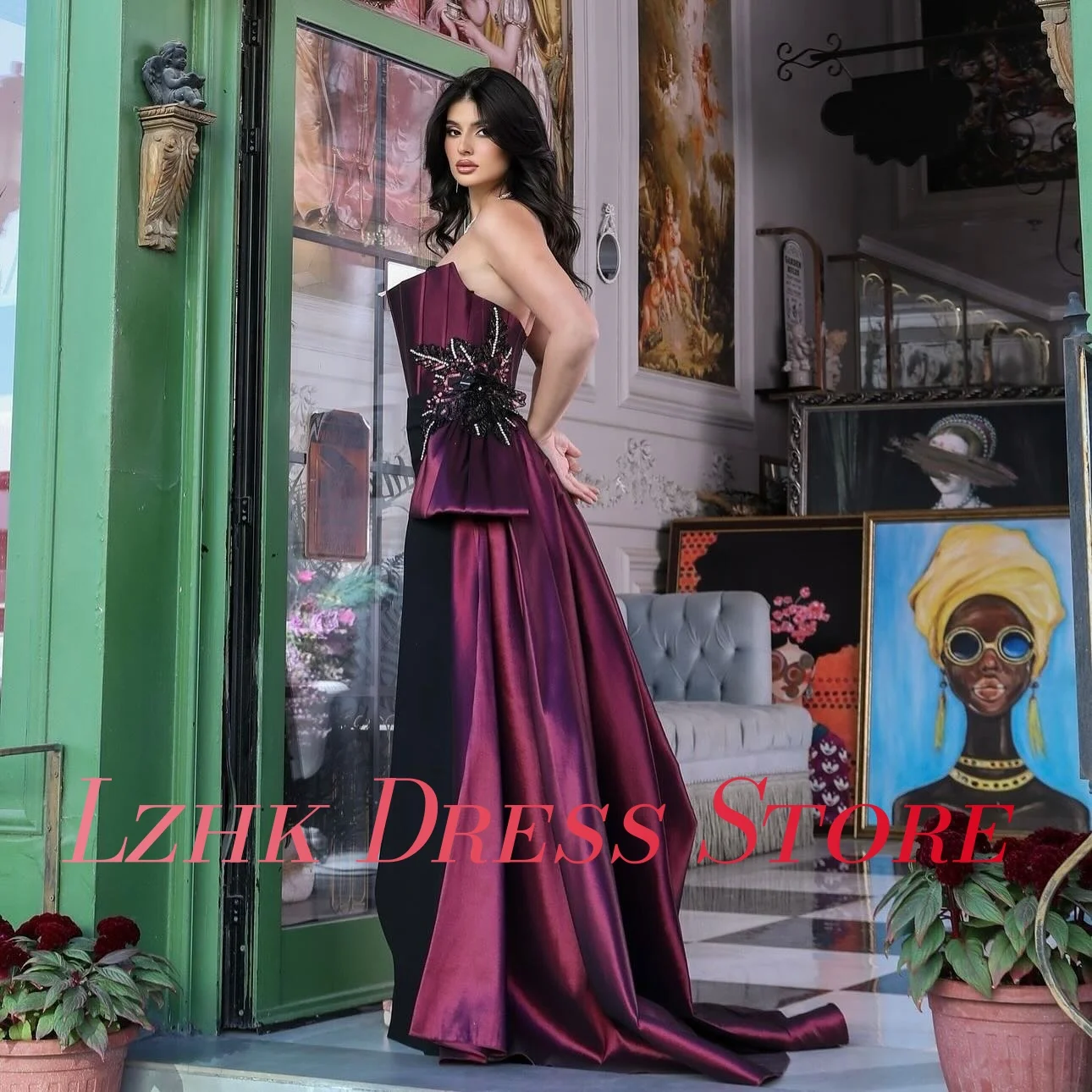 カスタマイズされたセクシーなジャージ A ラインスパンコール 3D 花イブニングドレス気質ノースリーブ恋人フロアレングスウエディングドレス