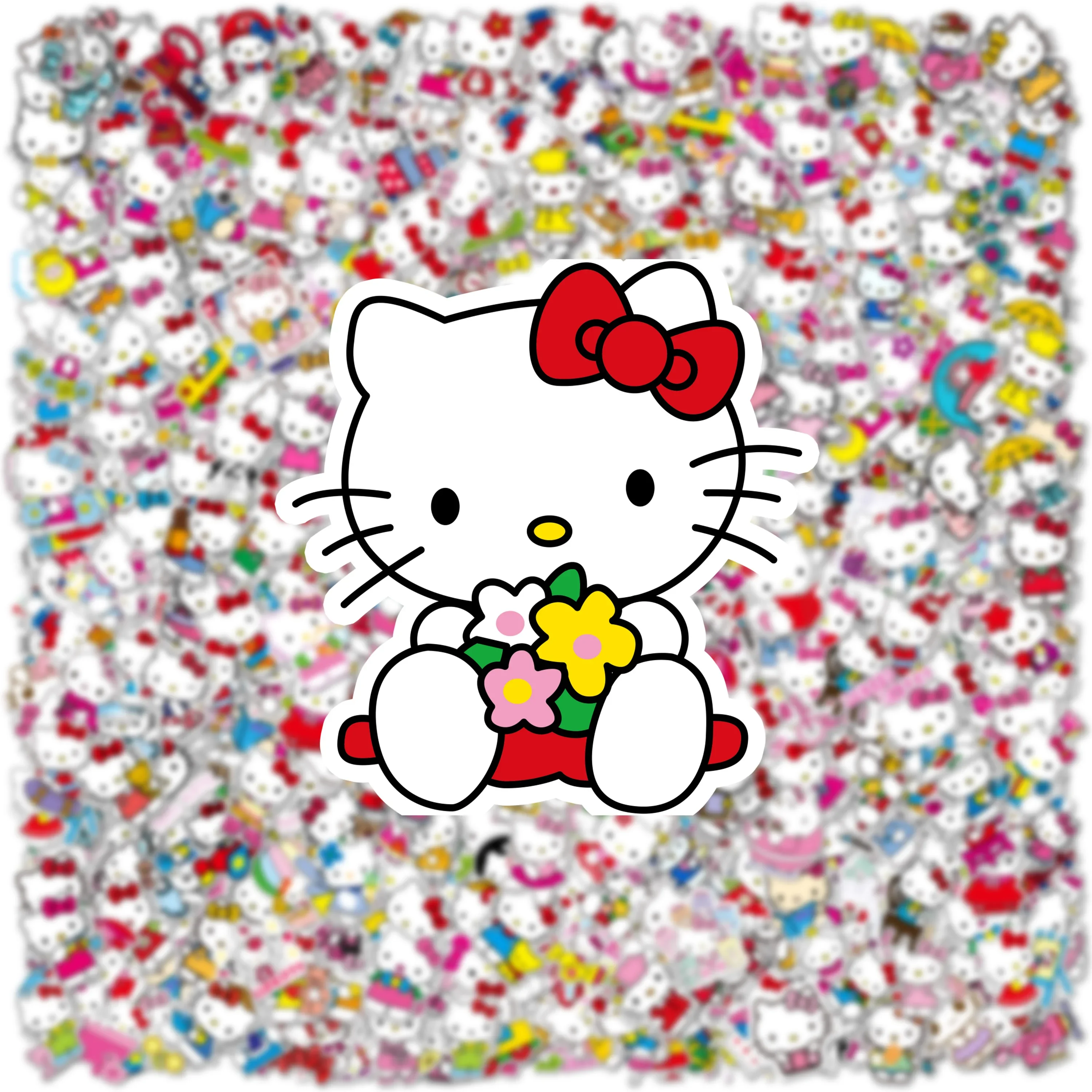 100 pièces mignon Hello Kitty dessin animé autocollants pour ordinateur portable coque de téléphone Scrapbook guitare Kawaii Anime Sanrio autocollant étanche jouets