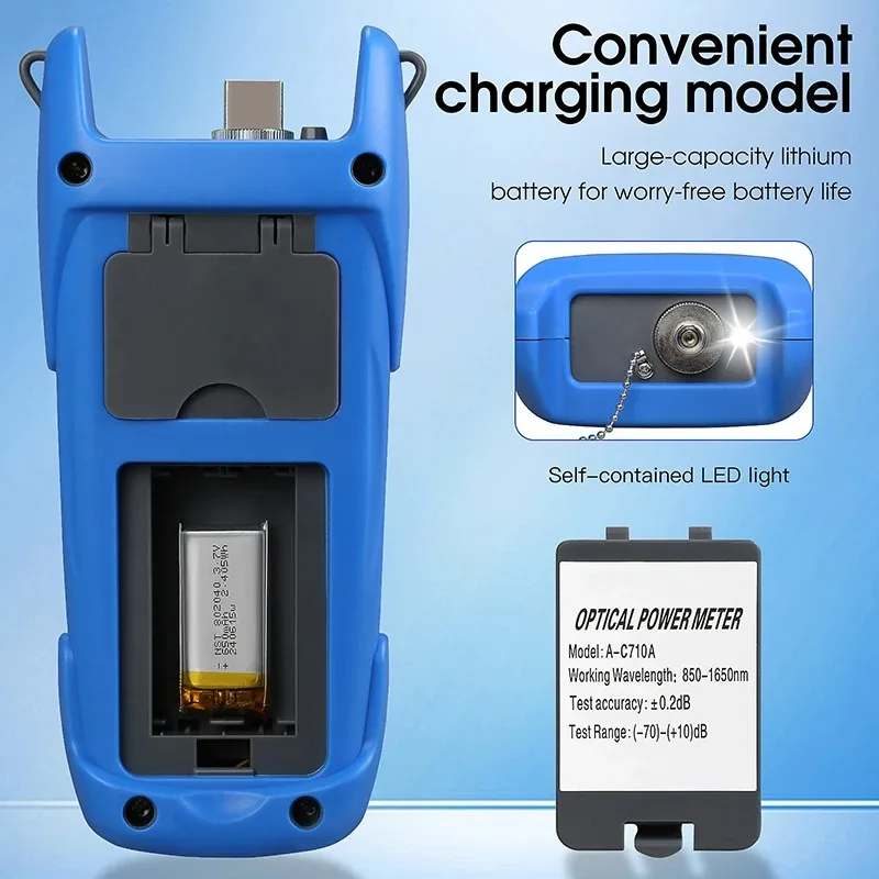 COMPTYCO A-C710A/C510A Optical Power Meter 10 Wavelengths OPM -70~+10/-50~+26dBm FTTH Rechargeable Fiber Optic Cable Tester