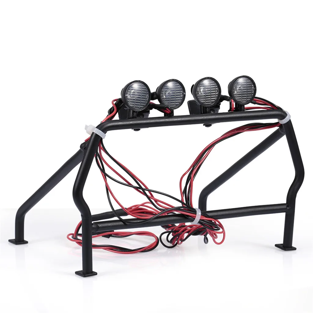 Car Light Metal Roll Cage Bucket with 6 LED Light Metal Barrel Cage for RC 1/10 Rc4wd Tamiya Axial Remote Car Parts Accessories