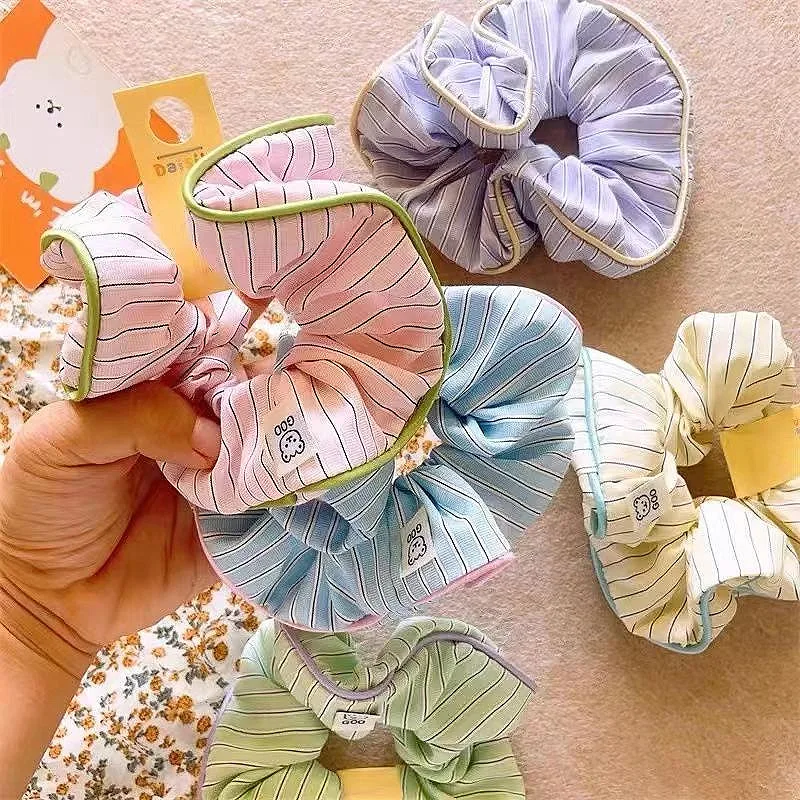 

Woman Fresh Stripes Elastics Hair Band Versatile Scrunchies Hair Ties Ladies Ponytail Holder Girl Fashion Hair Accessories