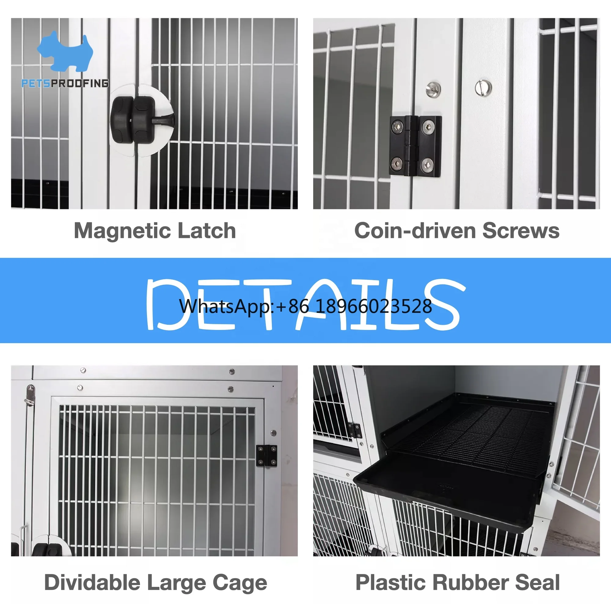 Portable pet dog cat metal kennels which is made of stainless steel are friendly to puppies and kittens in pet shop