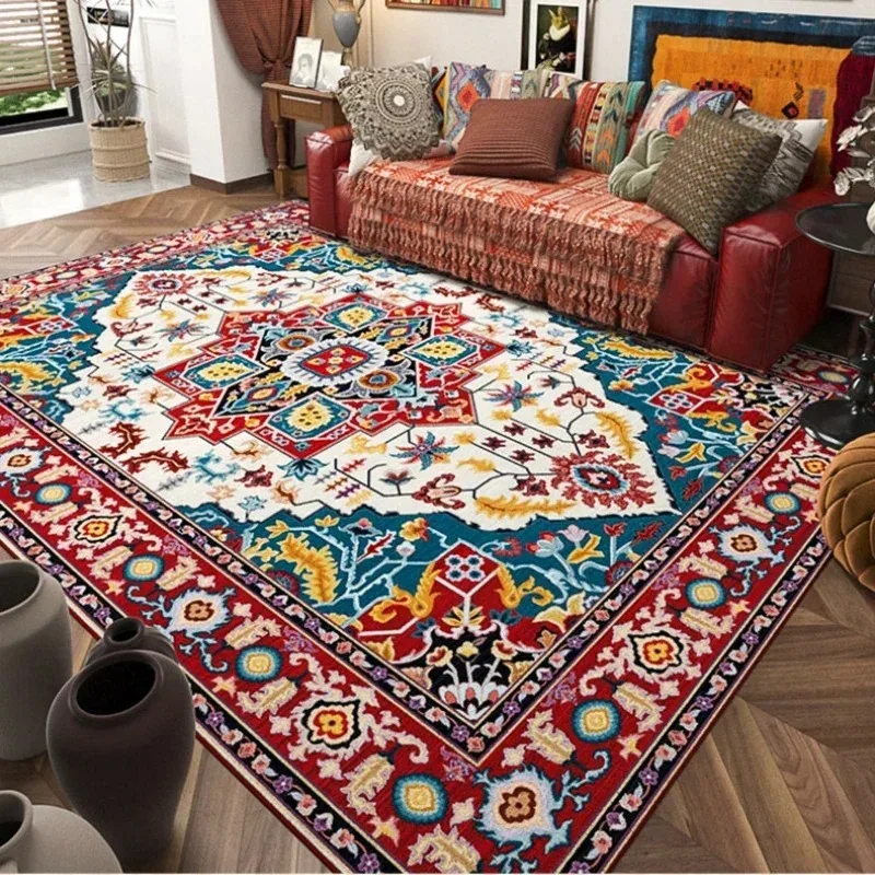 

Carpet for Living Room Retro Bohemian Floral Abstract Large Area Rug Home Decoration Pastoral Ethnic Style Bedroom Mat