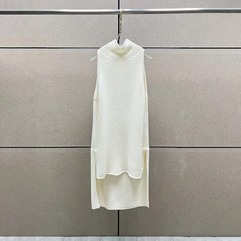 Woman clothingy2k fall and winter high neck knit pullover sleeveless wool Women\'s sweater 2024 loose fashion new crop top women