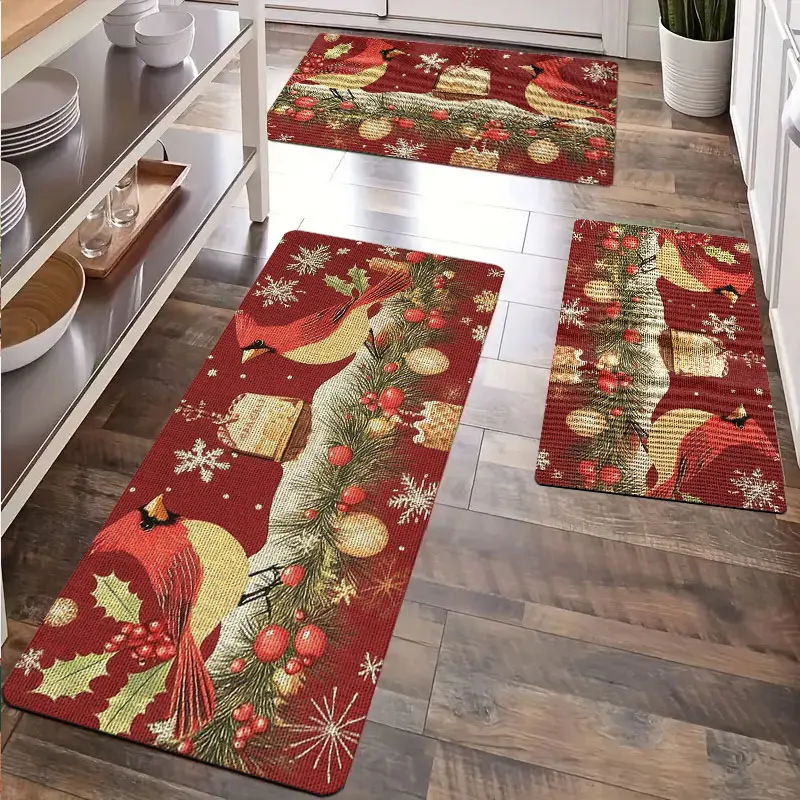 

Christmas Kitchen Carpet Flannel Material Washable Kitchen Decoration Christmas Decor Suitable for Restaurants Bedrooms And More