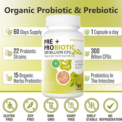 300 billion colony units, 22 strains of probiotics+15 herbs promote digestive health, immunity, intestinal health, and bloating