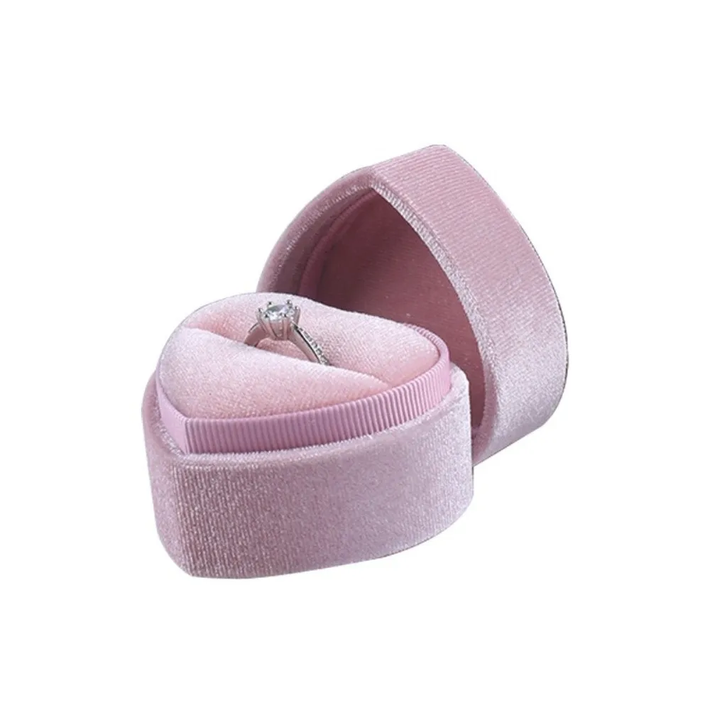 Fashion Velvet Ring Box Heart Shaped Lightweight Gift Box Romantic Earring Box Wedding Ceremonies