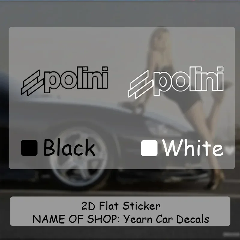 1PC Polini Logo Sticker Minimalist Line Lettering Transparent Vinyl Decal for Car Universal Decor