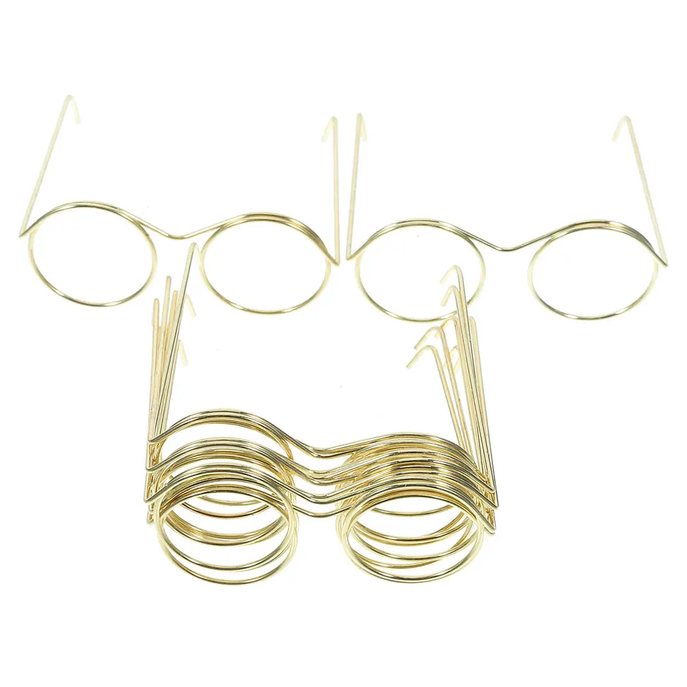 

20Pcs Mini Glasses Metal Wire Rim Frameless Eyewear Accessories Classic Round Frames for Crafts Dress Up Miniature Eyeglasses