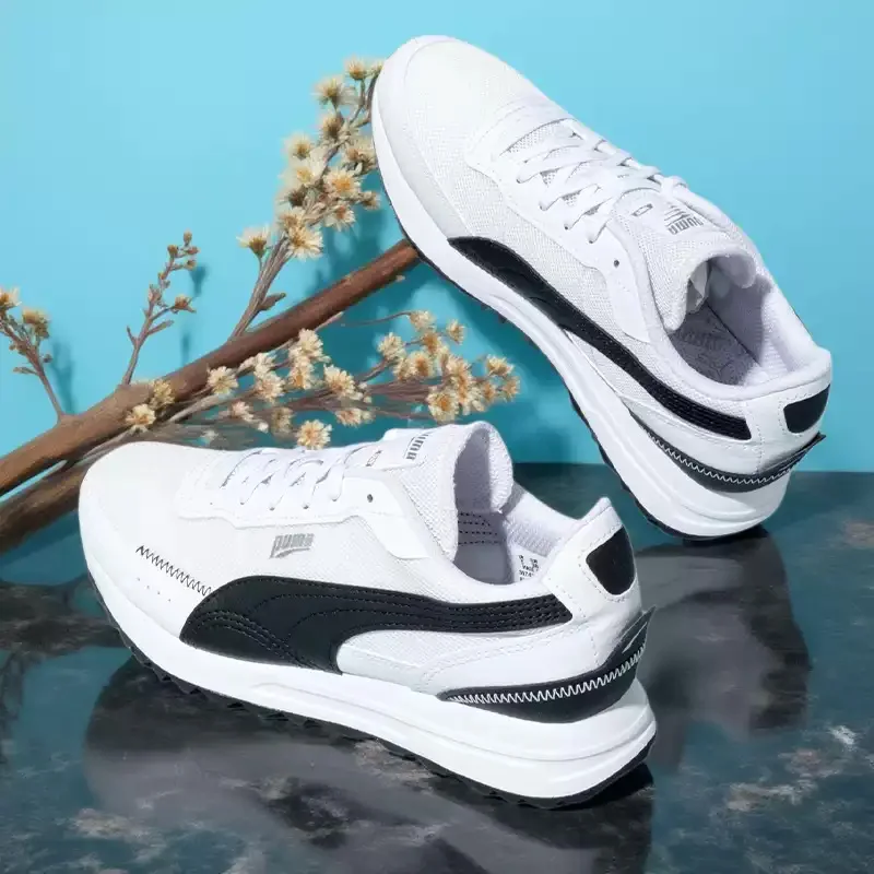 PUMA White Black Breathable Mesh Lightweight Retro Non-slip Casual Running Sneakers 397432-05