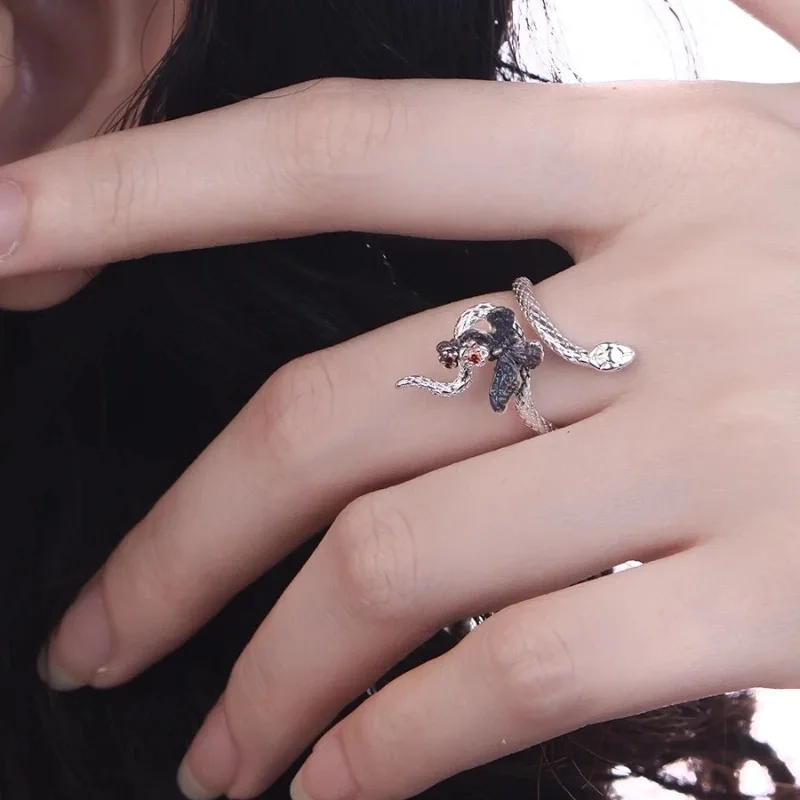 

925 Pure Silver Jewelry Butterfly Ring Colorful Butterfly Snake Exquisite Opening Adjustable Finger Ring Woman Rings Fashion