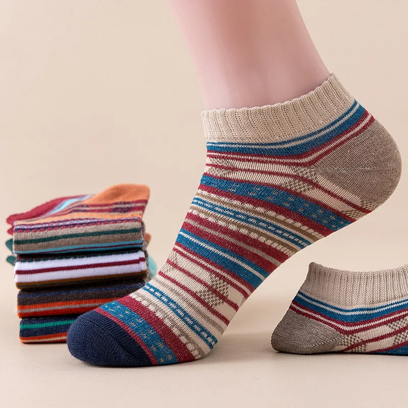 5 pairs/set Japanese vintage men's casual short socks selling ethnic style men's Spring Summer couple ankle socks for man gift