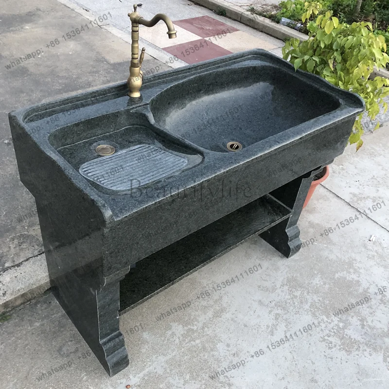 

Outdoor Outdoor Stone Laundry Desk Balcony Marble Laundry Pool with Rubbing Board