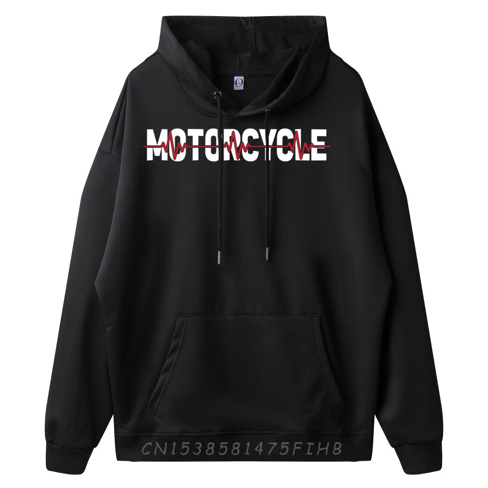 Motorcycle Motorcyclist Biker Motorbike Ekg Heartbeat Clothing New Hoodies Men Gothic Style Pullover