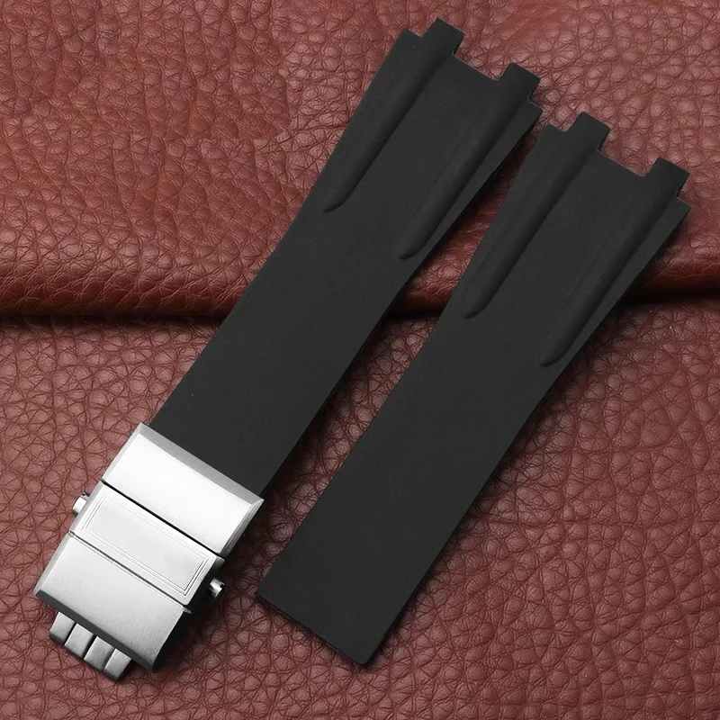 High Quality Silicone Watch Strap 26mm for Athens Ulysse Nardin Watchband Double Press Folding Buckle Men Rubber Sports Bracelet