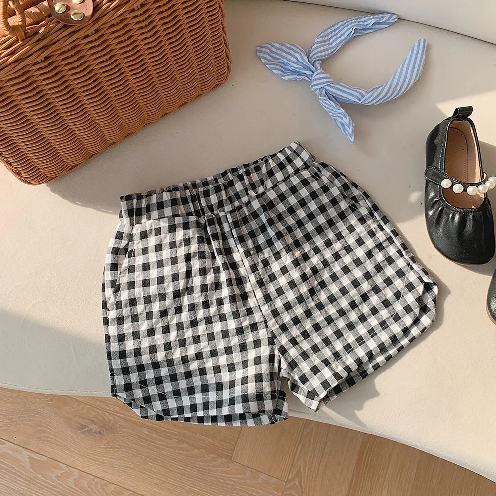 Girls\' Summer Shorts 2022 New Plaid Shorts Korean Style Casual Children Hots Shorts